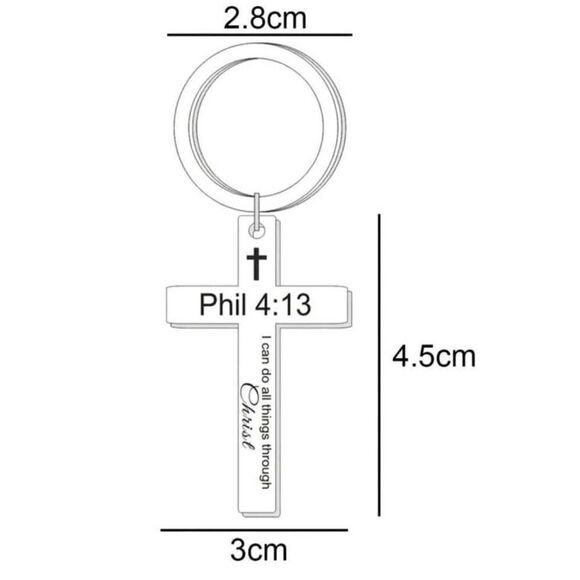2/$21 Silver Silver Phil 4:13 Keychain - Religious Verse Stainless Steel Keyring - Picture 2 of 4